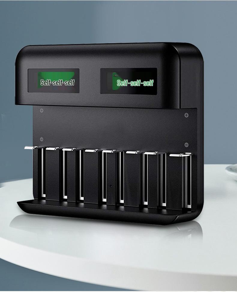 Eight-Slot USB LCD Universal Charger for AA/AAA/C/D Ni-MH Batteries with Type-C Charging
