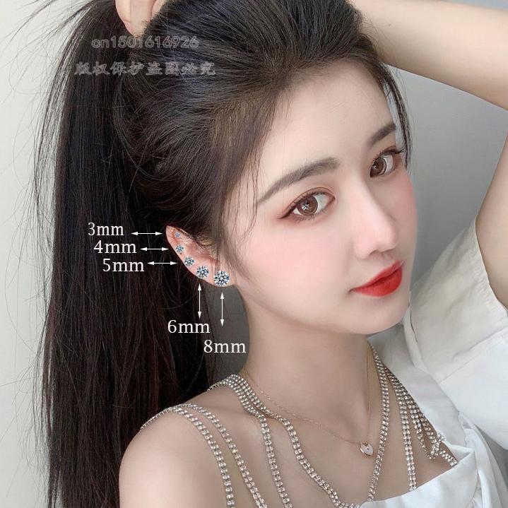 Новые медицинские серьги-пусеты из нержавеющей титановой стали с цирконовым кристаллом, с 4 зубцами, для трагуса, хряща, для мужчин и женщин, пирсинг уха, циркон