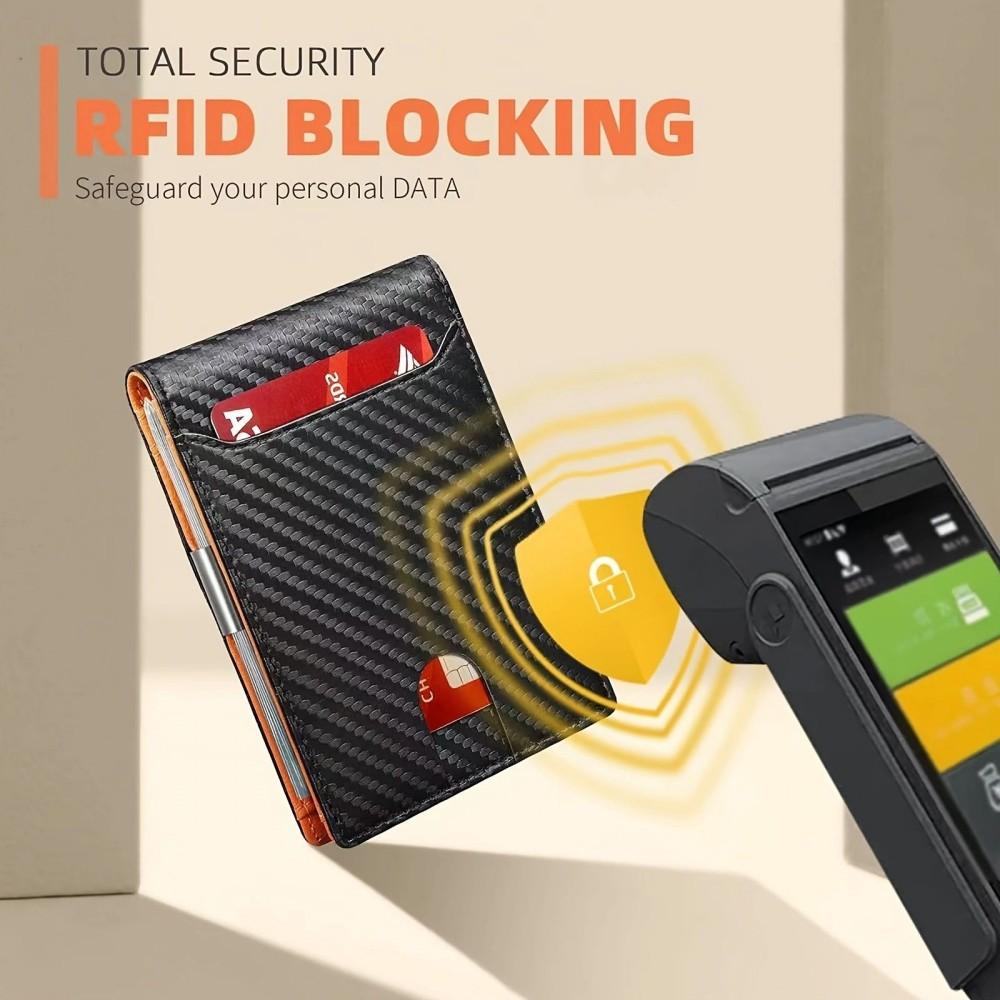 Мужские кошельки из углеродного волокна с RFID-защитой, короткие кожаные, с отделением для ID и кредитных карт, кошелек для мужчин Fols большой вместимости