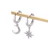 1 Pair Exquisite CZ Star Moon Asymmetric Hoop Earrings for Women Girls Gold Silver Color Party Jewelry Gifts