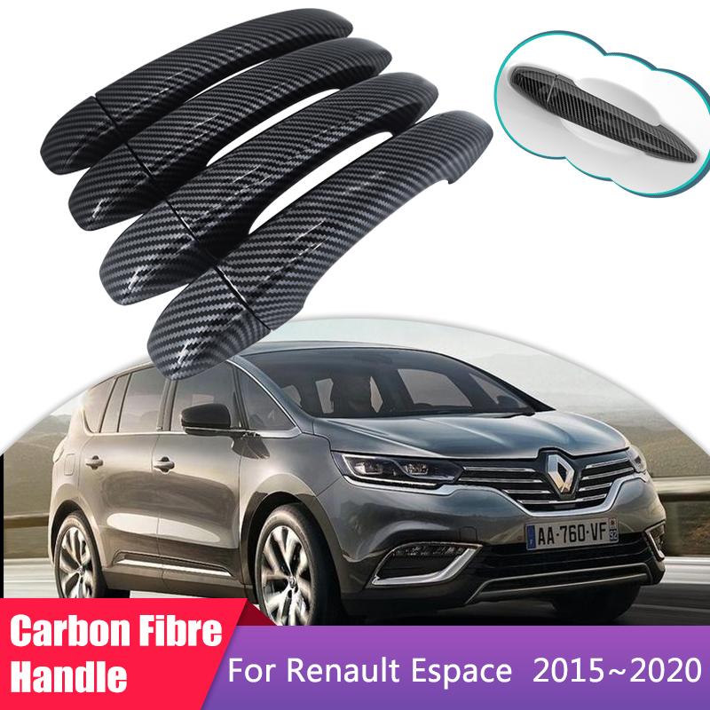 Carbon Fiber Door Handle Cover Fit for Renault Espace 5 V 2015 2016 2017 2018 Car Protective Film Accessories Stickers