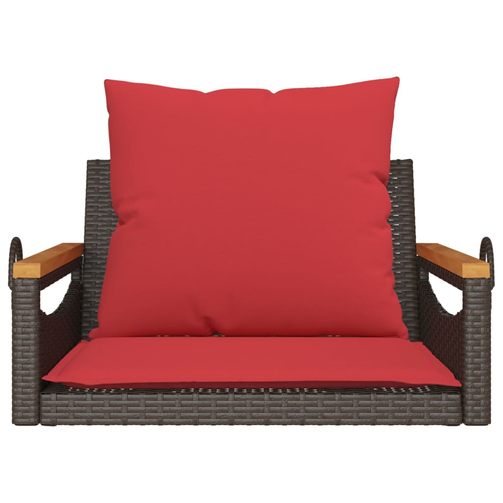 Brown Hanging Swing Chair with Cushions 63 x 62 x 40 cm Poly Rattan