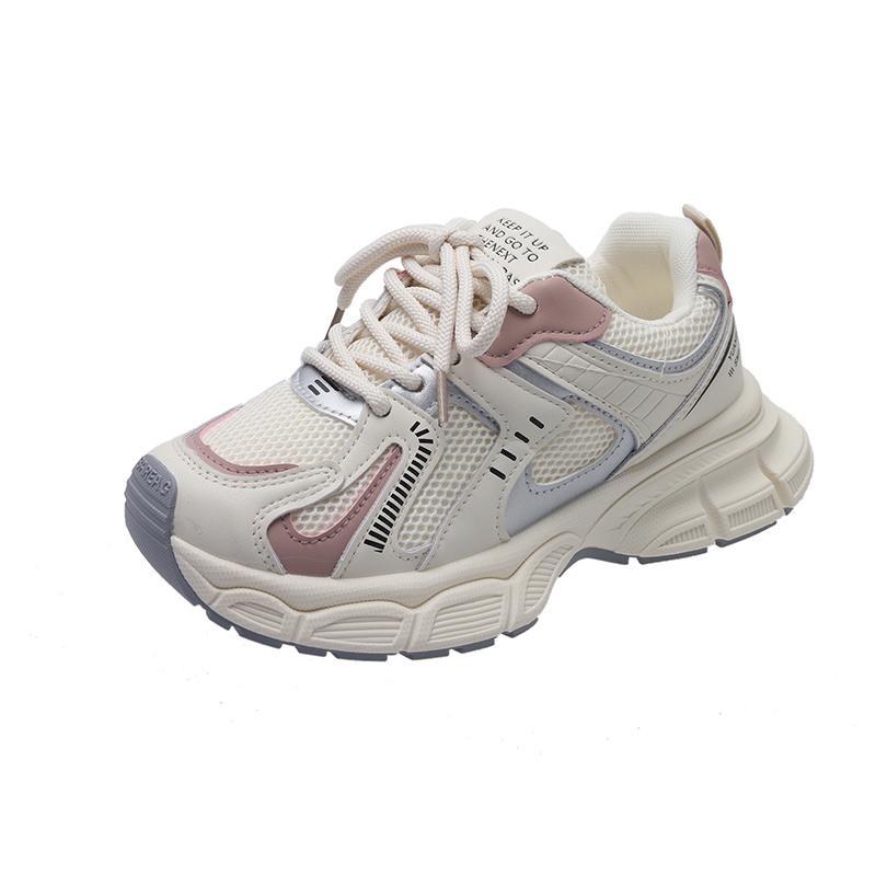 Толстая подошва Increase Daddy Shoes Women Весна и осень Новые серебристые дышащие 100 с легкой спортивной повседневной женской обувью