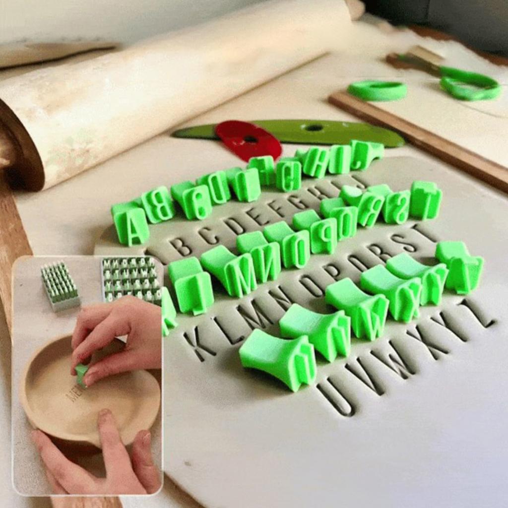 Alphabet Clay Letter Stamp Set Uppercase & Lowercase Letters for DIY Crafting & Scrapbooking