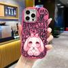 Phone Case: 2D flat design suitable for iPhone 18, 17, 16, 15, 14, 13 Pro, couple style, droopy-eared pink rabbit, Christmas and Halloween gift
