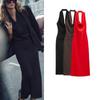 Fall and Winter New Women's Clothing Fashion Style Hanging Collar Open Back Sleeveless Long Midi Skirt Dress 9247782