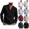 Designer Spring Summer Men's Casual Cotton Linen Solid Color Long Sleeve Shirts Loose Stand Collar Shirts