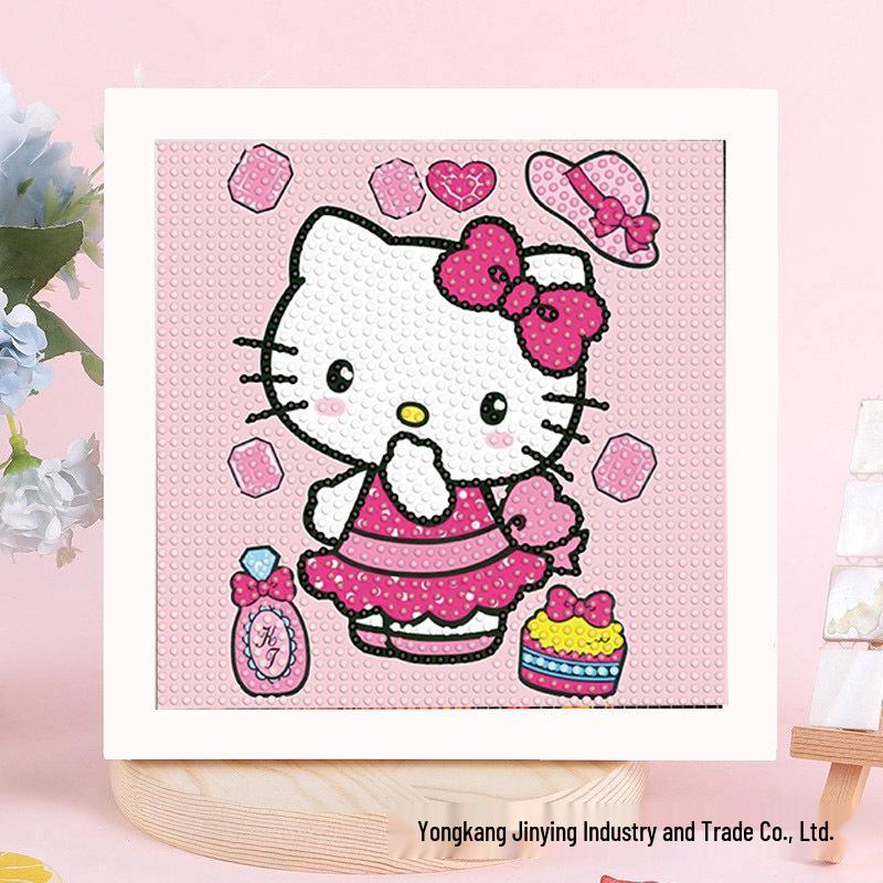 Детская алмазная мозаика Sanrio с наклейками-рамкой - Набор для самостоятельного изготовления, ручная работа, подарок