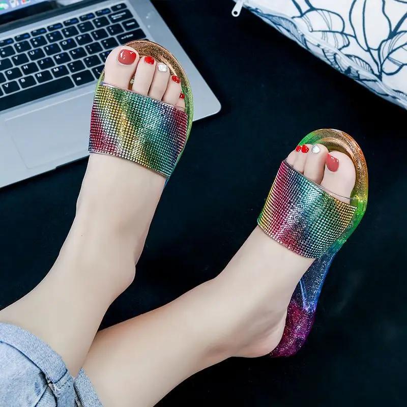 Fashion Clear Living Room Women's Slippers and Ladies Sandals Jelly Transparent Shoes Indoor Slides Home House Summer Footwear Pvc Vip