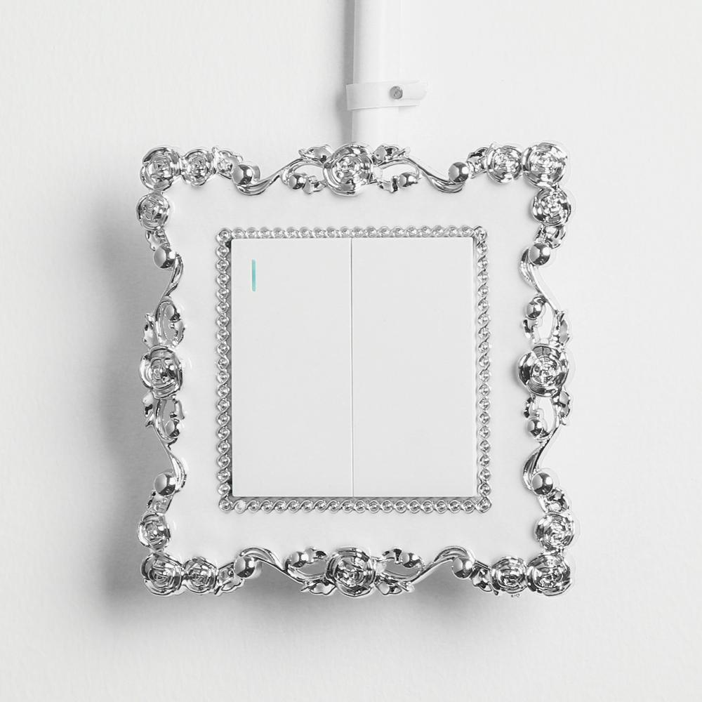 Rose Edge Resin Single and Double Light Switch Cover Home Decor Surround Socket Frame Wall Sticker