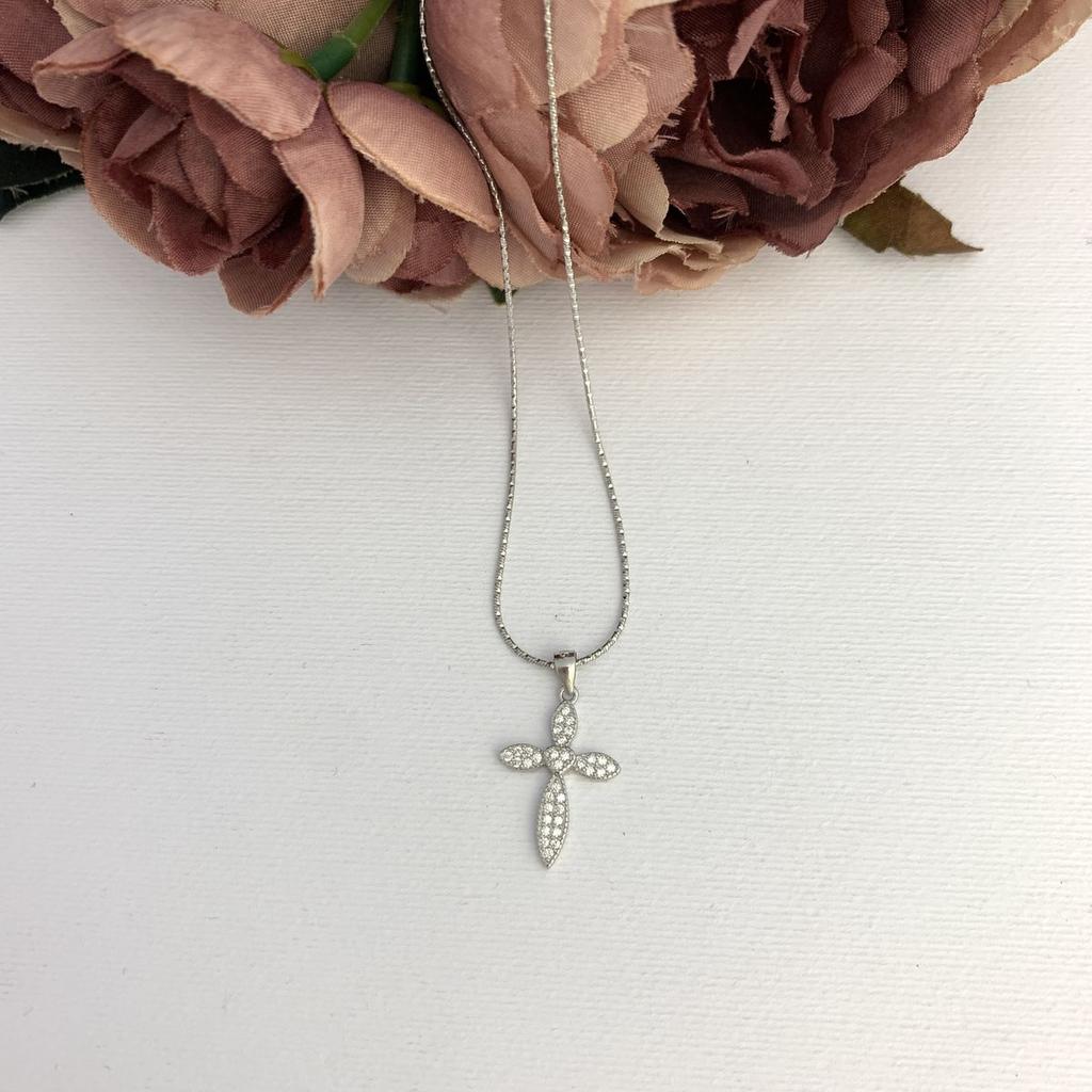 Серебряный крестик с фианитами (2080763)