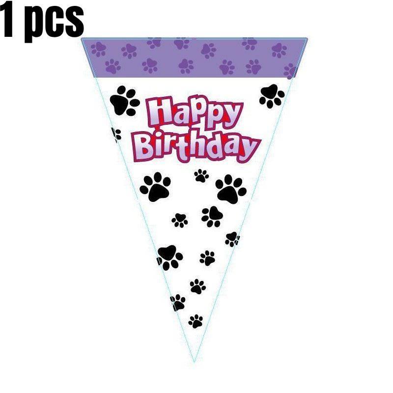 Лапки Щенок Собака Праздничные принадлежности Посуда Тарелки Стаканы Скатерть Баннер на день рождения