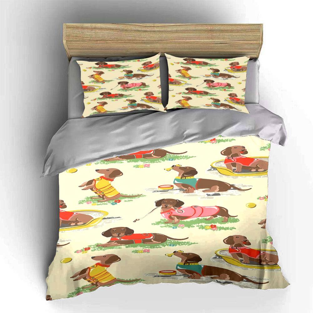 Dachshunds wearing colorful outfits. Bedding sets Duvet cover sets Duvet covers Pillowcases(1 * Duvet Cover 2 * Pillowcases without duvet insert)
