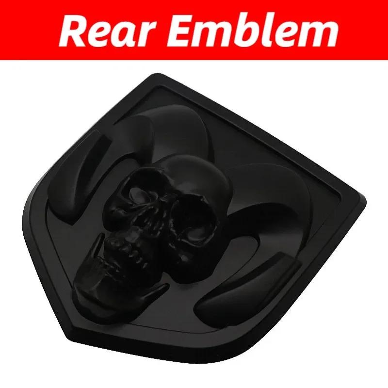GXP1 Car Front Badge Tailgate Emblem for Dodge Ram 1500 2500 3500 HeavyDuty BigHorn 2010-2018 Skull ABS Car Sticker Pickup Decoration