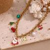 European and American Cartoon Pendant Necklace, 18K Gold-Plated Stainless Steel O-Chain for Women - Christmas Fashion.