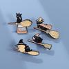 Charming Cartoon Kitty On Broom Brooch - Cute Animal Backpack/Coat Accessory