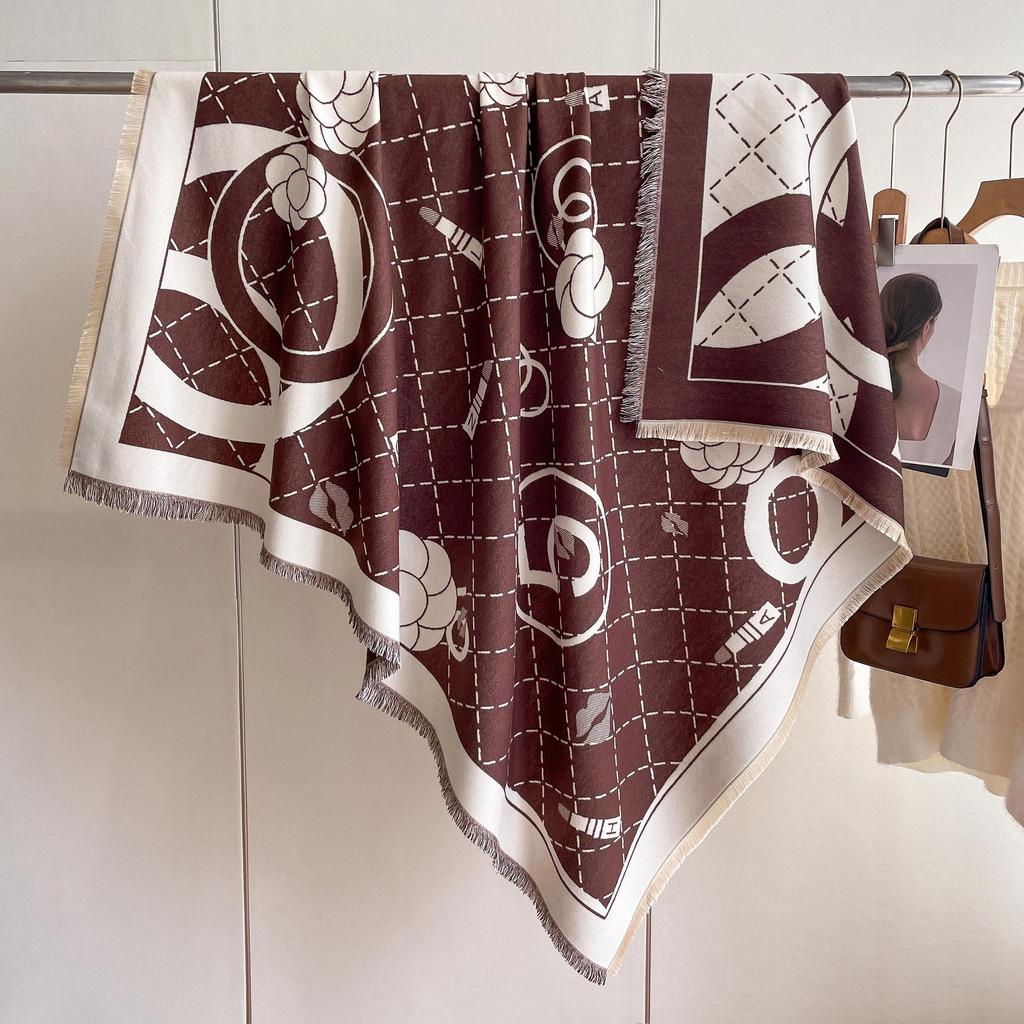 Модный женский утолщенный теплый платок из искусственного кашемира, простой атмосферный шарф с помпонами.