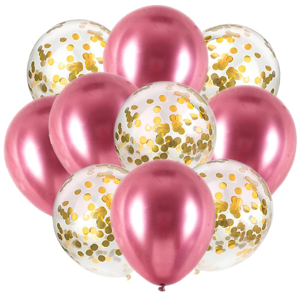 10PCS Gold Silver Metal Latex Confetti Balloons Baby Shower Wedding New Year Birthday Party Decorations Matte
