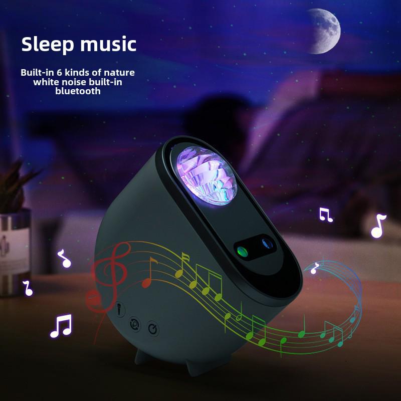 Проектор звездного неба с Bluetooth-подсветкой «Северное сияние»: Вращающаяся USB-лампа с музыкой и дистанционным управлением для создания атмосферы в помещении.