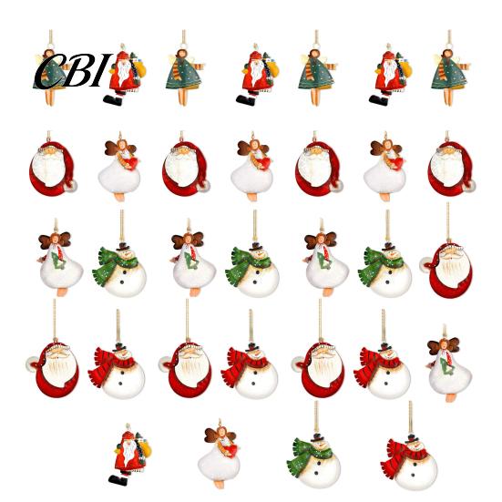 Kindergarten Christmas Activity Decor 16/24/32Pcs Wooden Ornaments, Flying Angels Decorations, Santa Claus Indoor Xmas Tree Hanging Pieces Ornaments