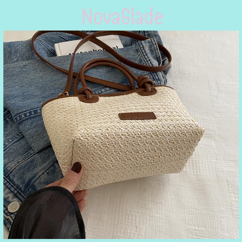 Street Style Woven Basket Bag With Soft Structure For Summer Outings