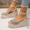 Sandals for Women Shoes Summer Pumps Open Toe Ankle Buckle Strap Platform Wedge Woman High Heels Ladies Dress Shoes Size 36-43