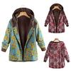 Женская зимняя теплая верхняя одежда с цветочным принтом и карманами с капюшоном Винтажное пальто большого размера