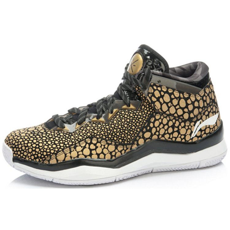 Li Ning WOW 3 Модные Нескользящие Легкие Средние Баскетбольные Кроссовки Мужские Черный Золотой ABAJ013-35