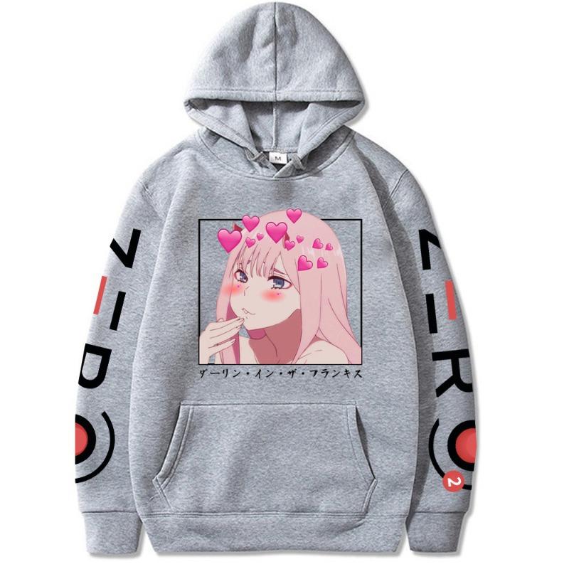 Милый во Франксе Зеро Два Худи Мужской Женский Харадзюку Пуловер Уличная Одежда Унисекс Осень Зима Плюшевый Свитер