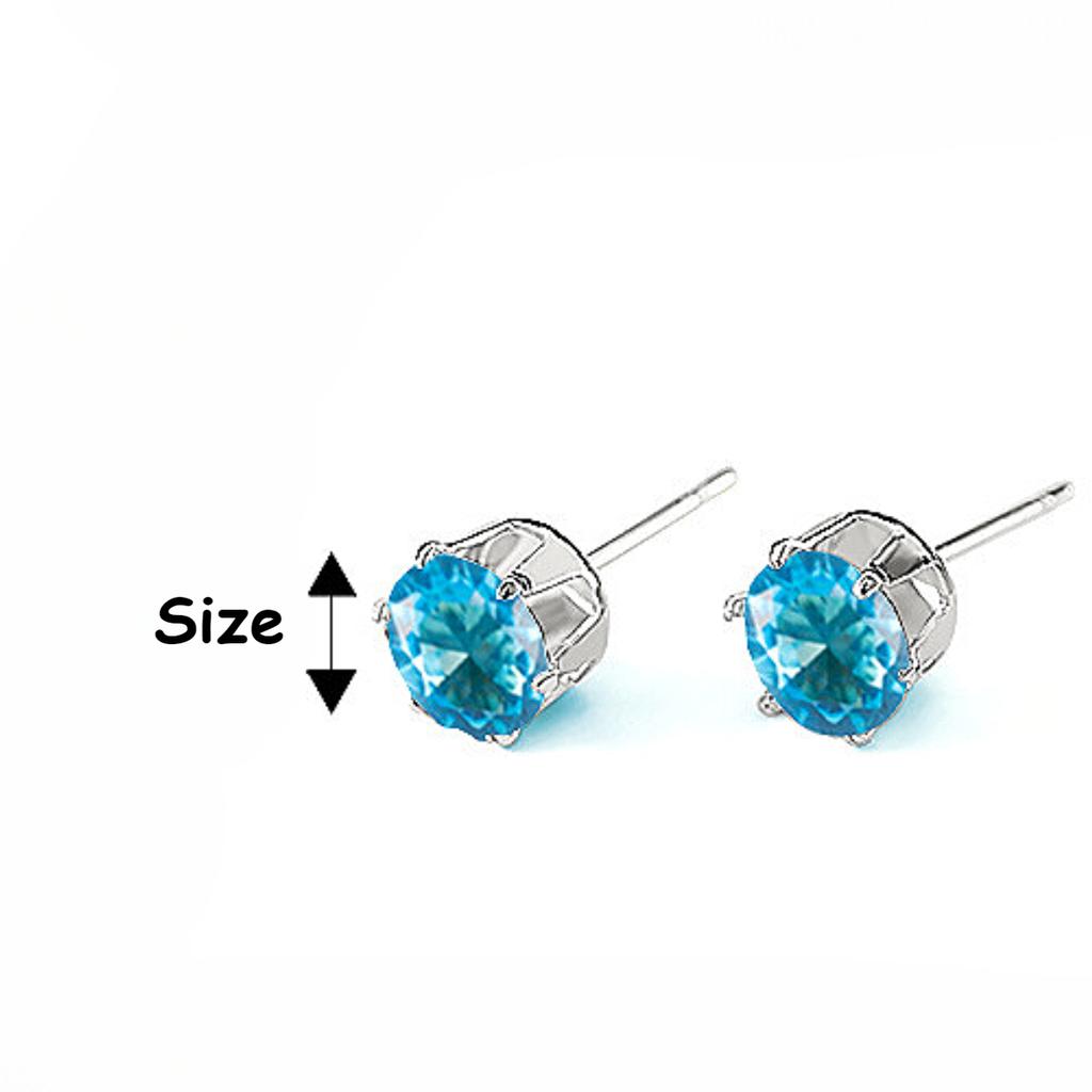 Круглые серьги с камнем декабря, темпераментные простые серьги из цветного циркония из нержавеющей стали