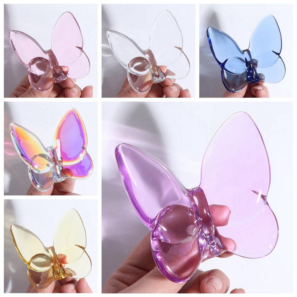 Многоцветное стеклянное украшение в виде бабочки, светоотражающее украшение в виде бабочки, статуэтка, подарки