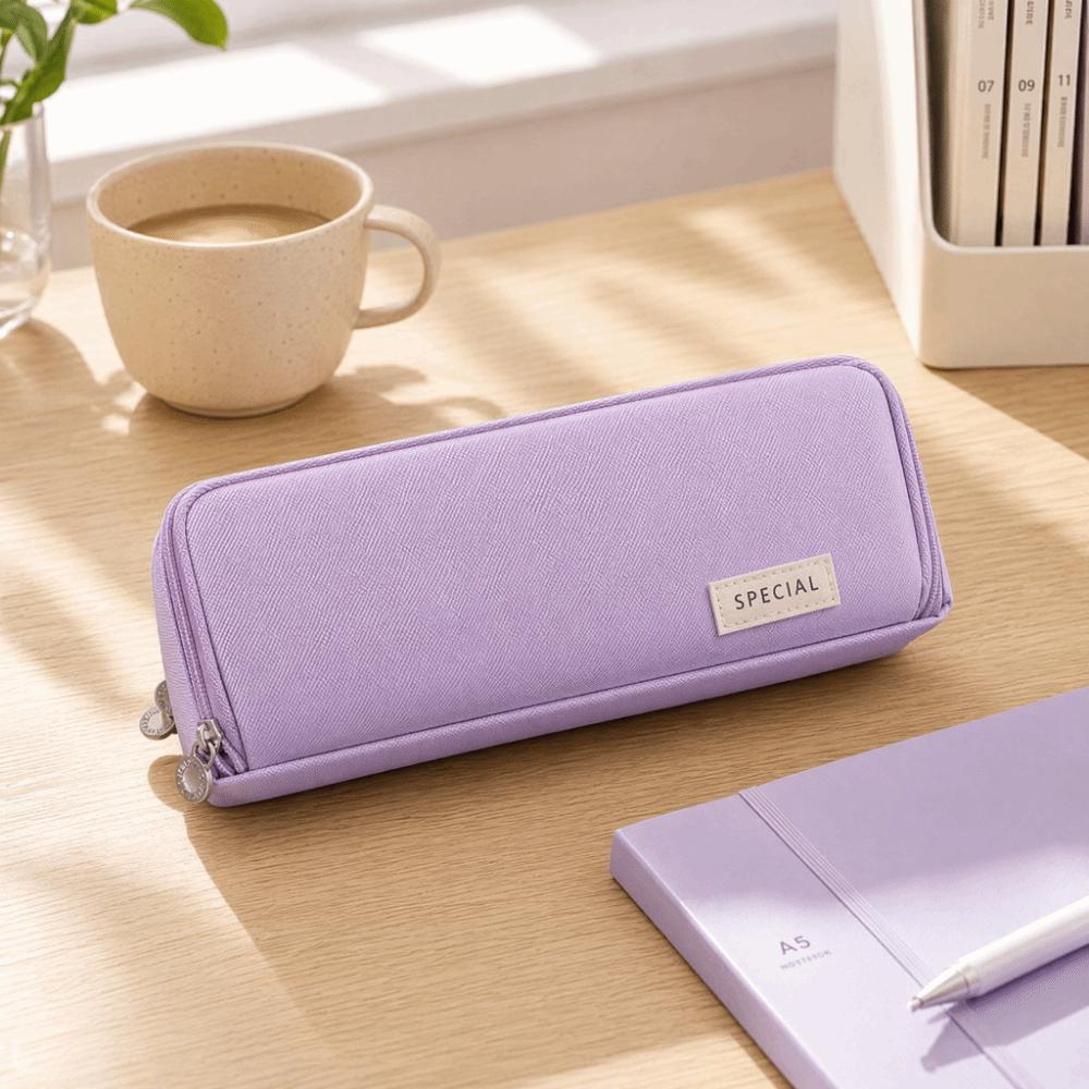 Oxford Cloth Solid Color Pencil Pouch Large Capacity Stationery Organizer Student Use