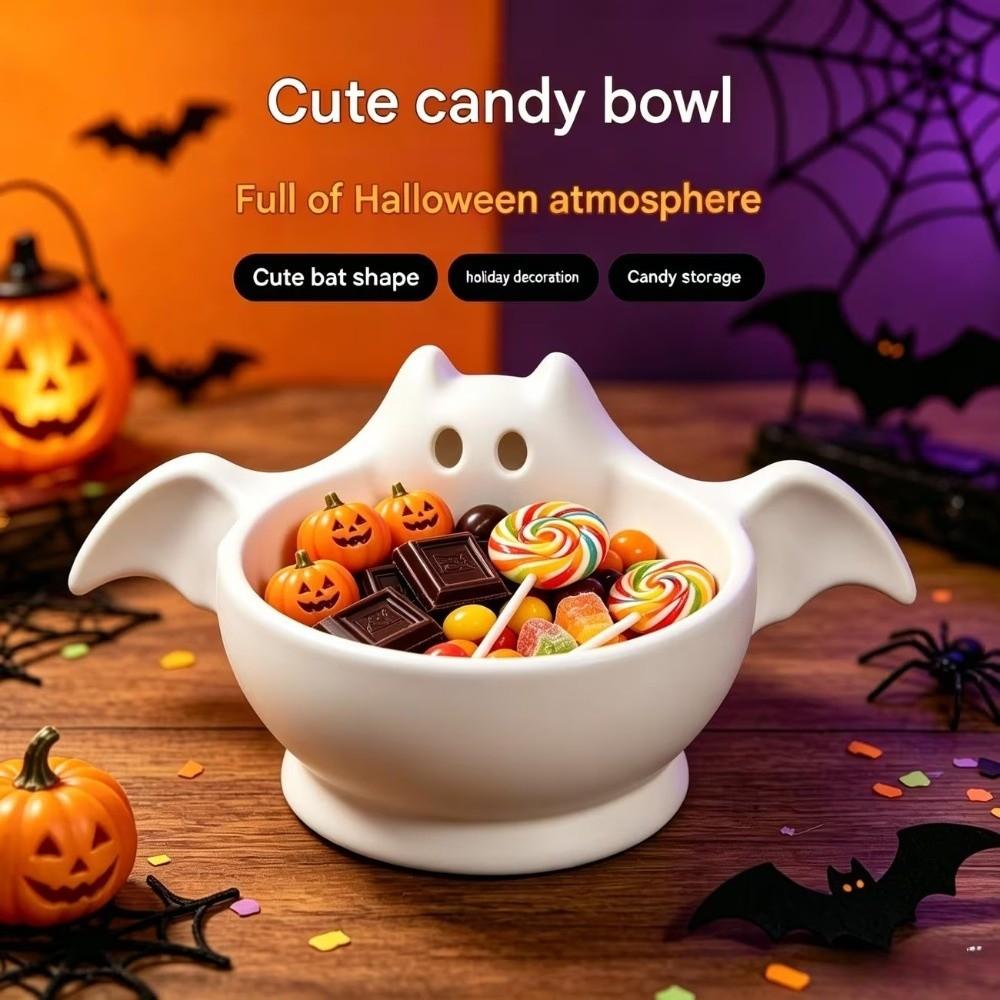 3D Printed Halloween Bat Shaped Storage Bowl Cute Desktop Candy Bowl Desk Organizer