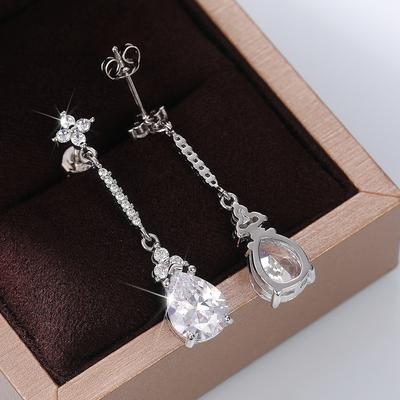 Серьги-подвески Huitan Crystal Pear Cubic Zirconia для женщин, роскошные цветные аксессуары для ушей, темпераментные свадебные трендовые украшения