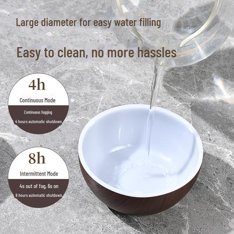 USB-увлажнитель воздуха с грибком Wood Grain: Бесшумный, красочный атмосферный свет, большой объем тумана, домашний декор