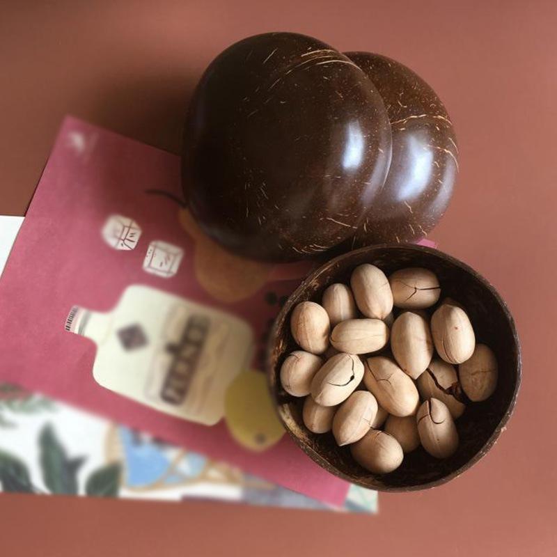 14 см Натуральная кокосовая миска Деревянная салатница Рамен Миска Столовая посуда Ложка Набор Домашняя кухня Декоративная столовая посуда Кокосовые скорлупы Миски