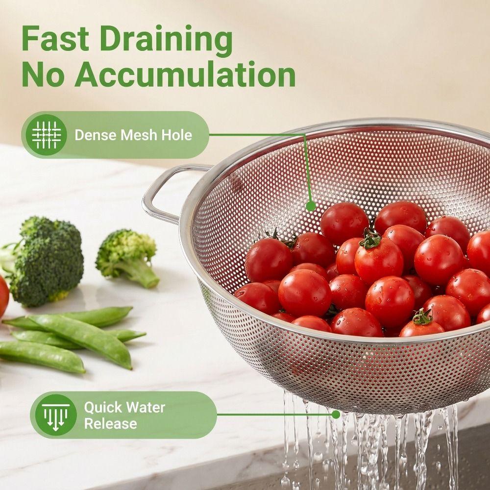 Solid Ring Base Vegetable Washing Basin Fine Mesh Filter Draining Basket Kitchen