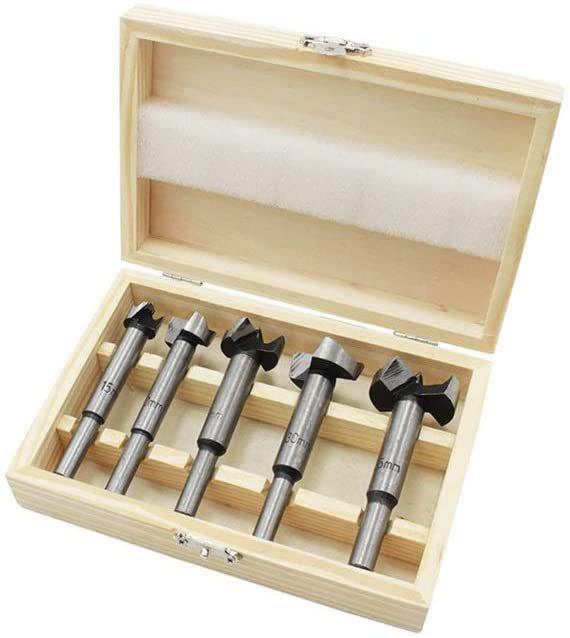 16-Piece Woodworking Drill Set: Includes Round Punch, Hinge Drill, Multi-Tooth Flat Wing Drill, Reamer & Door Lock Tools.