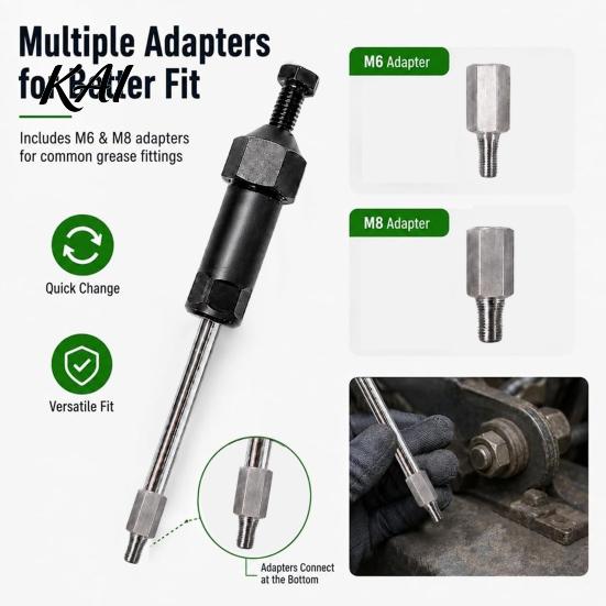 Heavy Duty Maintenance Tool Grease Fitting Cleaning Tool, Clears Clogged Fittings by Hydraulic Pressure, Industrial Lubricant Flow