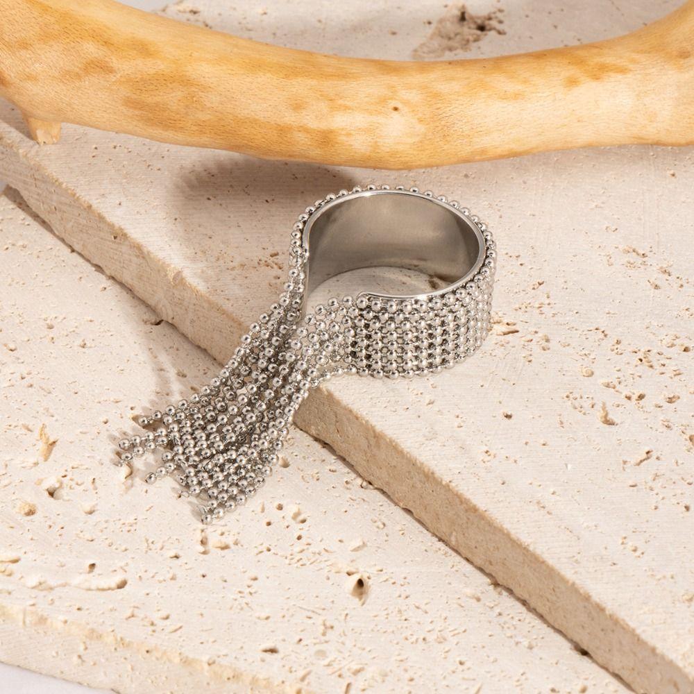 Подвеска-кисточка из цепочек, Открытые кольца, Золото, Серебро, Регулируемое кольцо-цепочка, Стильное кольцо на палец, Подарок