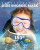 OutdoorMaster Kids Dry Top Snorkel Set Food Grade Silicone Leakproof Mask Adjustable Fins with Mesh Bag 6-16