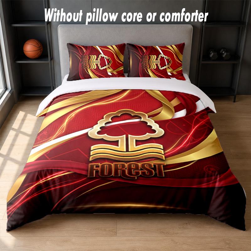 Nottingham Forest Football Design Bed Bedding Set 1 Duvet Cover + 2 Pillowcases Soft Breathable Household Bed Linens