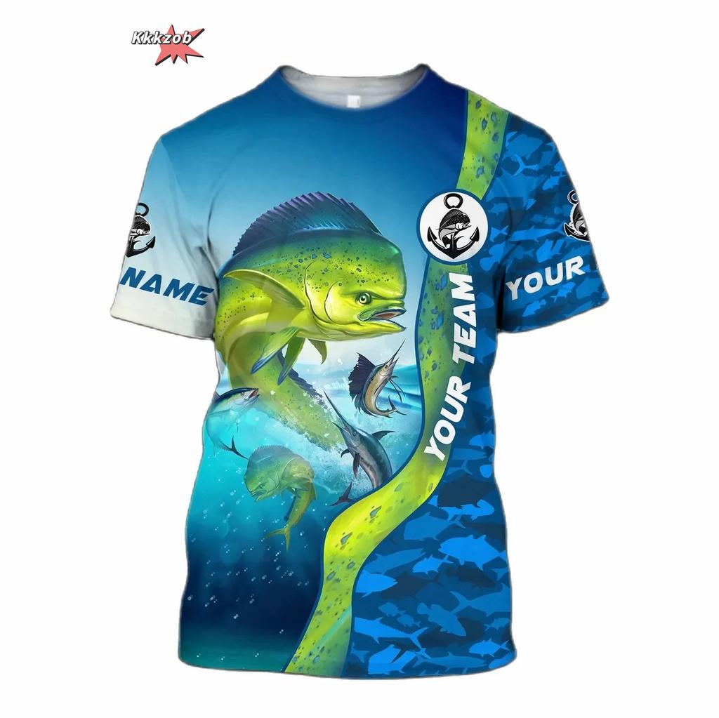 Summer 3D Tuna Fishing Printed Men's T-Shirt Casual Tees Hip Hop Short Sleeve Tops Shirt Outdoor Harajuku O-Neck Y2k Clothing