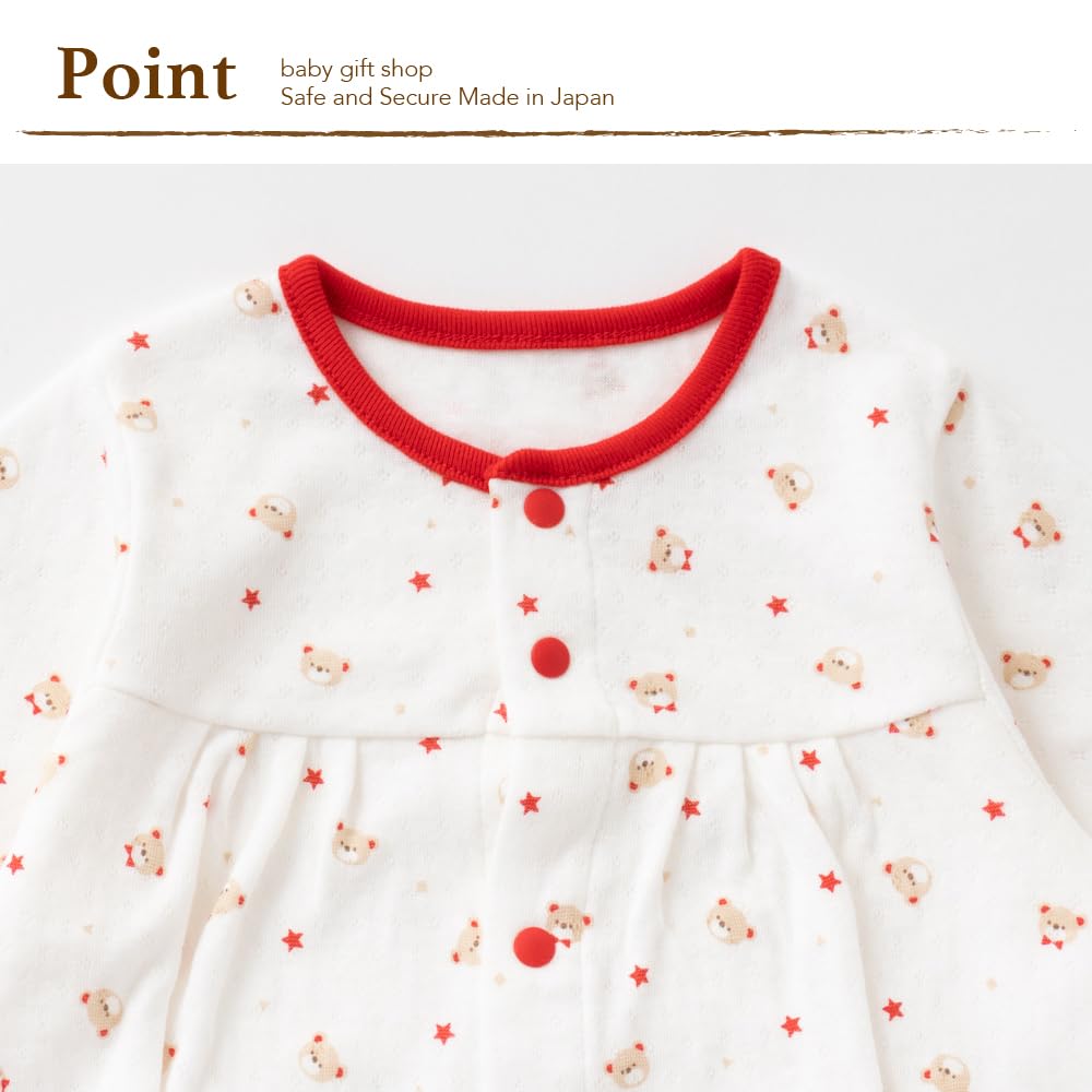 Крем де Коко с принтом медвежонка для новорожденных и изготовленный в размерах и зимний двусторонний все-в-одном [кнопки в промежности/двусторонний] младенцы, Япония, 50-70 см [весна,