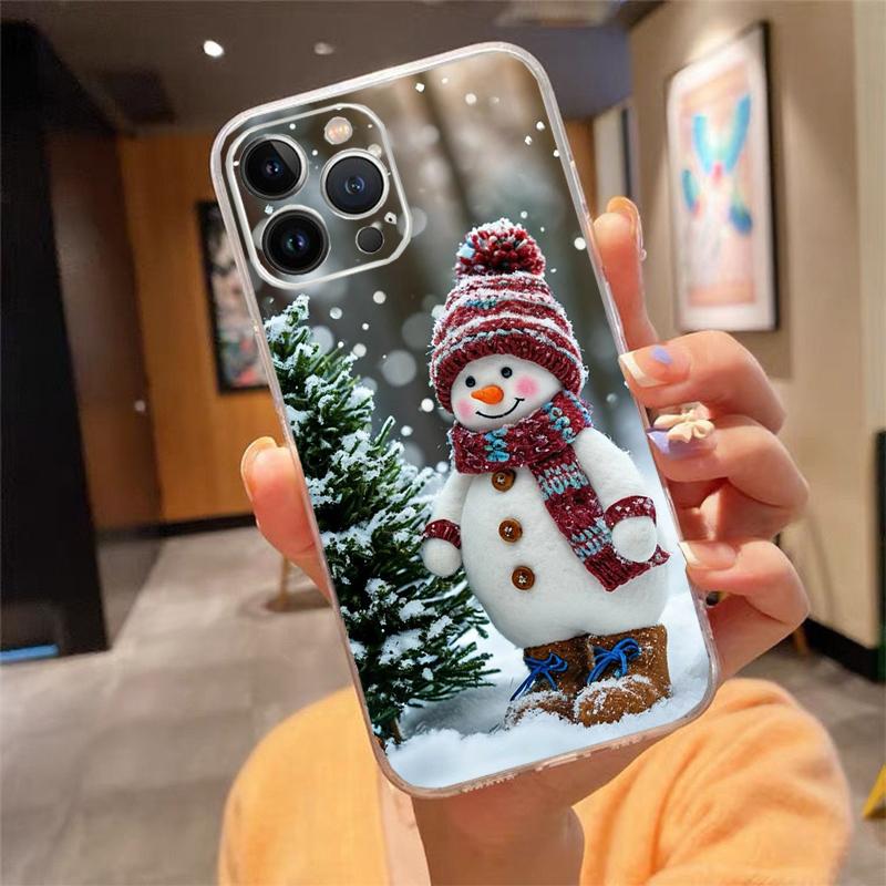 Phone Case For iphone 17 Pro Max 16 15 14 13 Pro Max 17 Air 15 16 Pro 15Plus Cute Snowman Christmas