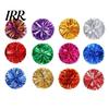 Cheer Squad Accessories 2 Pcs Cheerleader Pom Poms Metallic Holographic with Mini Cheerleading Balls Handle Ring for Sports Team Spirit Party