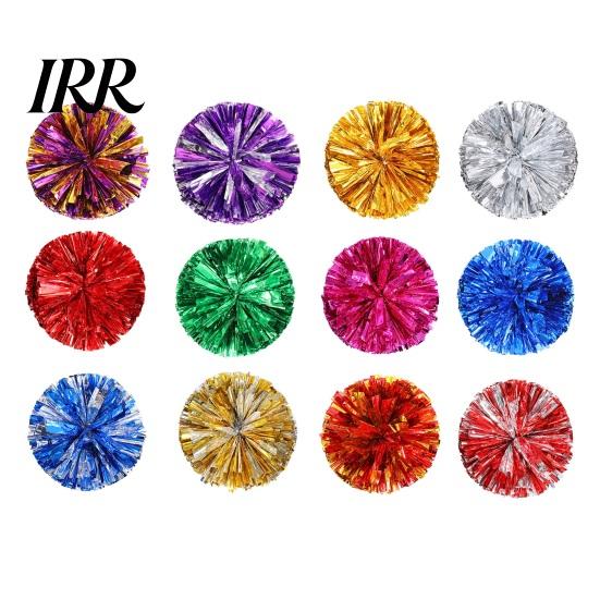 Cheer Squad Accessories 2 Pcs Cheerleader Pom Poms Metallic Holographic with Mini Cheerleading Balls Handle Ring for Sports Team Spirit Party