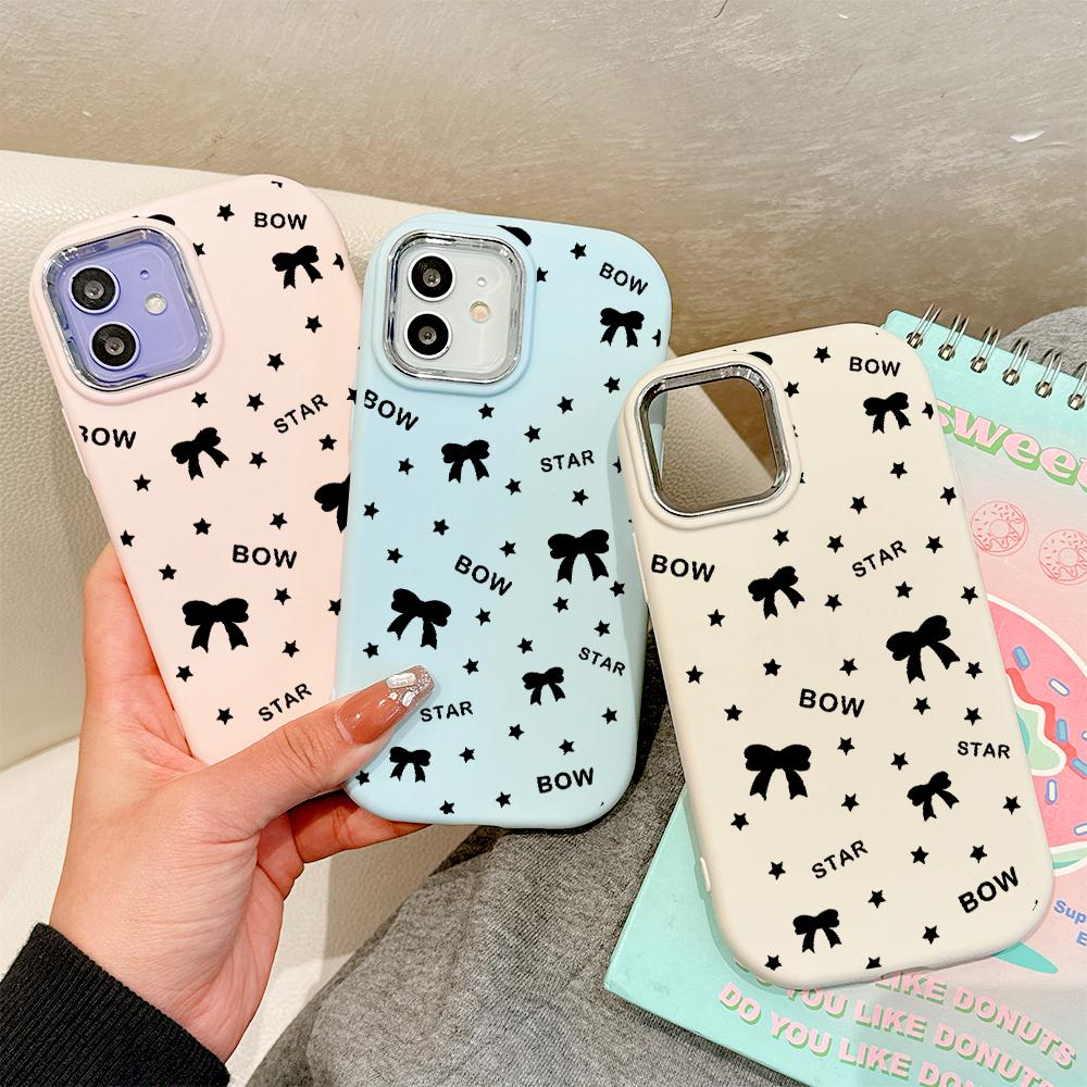 For OPPO A18 A38 A54 A60 A96 Reno12 F 8T 8Z Vivo V30 V40 Y15s Y22 Y27 Y30 Y36 Bowknot Star Design Soft Silicone Candy Color Phone Case
