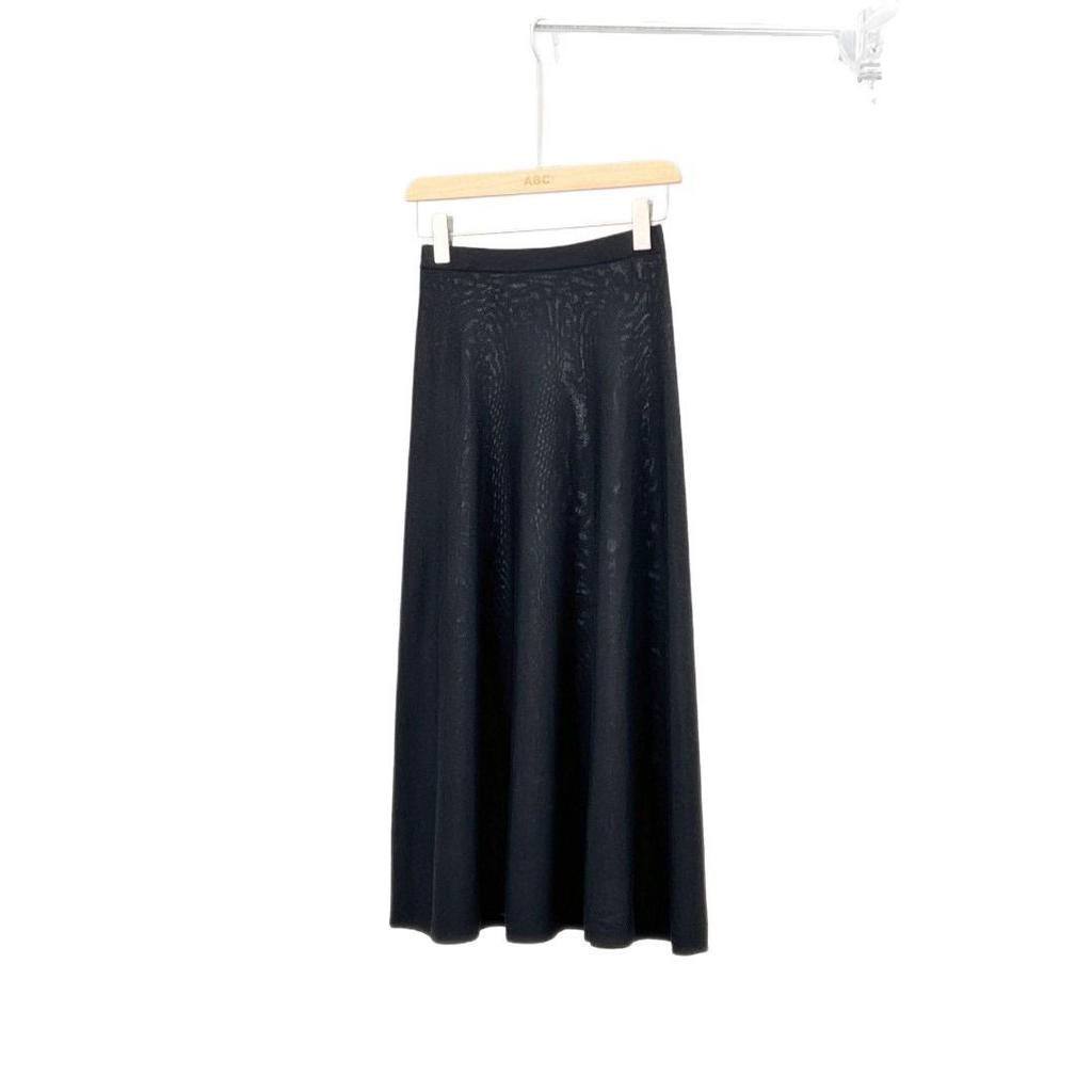 Женская трикотажная миди-юбка А-силуэта Black Label, эластичный пояс, пряжа Yangtze 2-слойная 48s шерсть, черно-серая