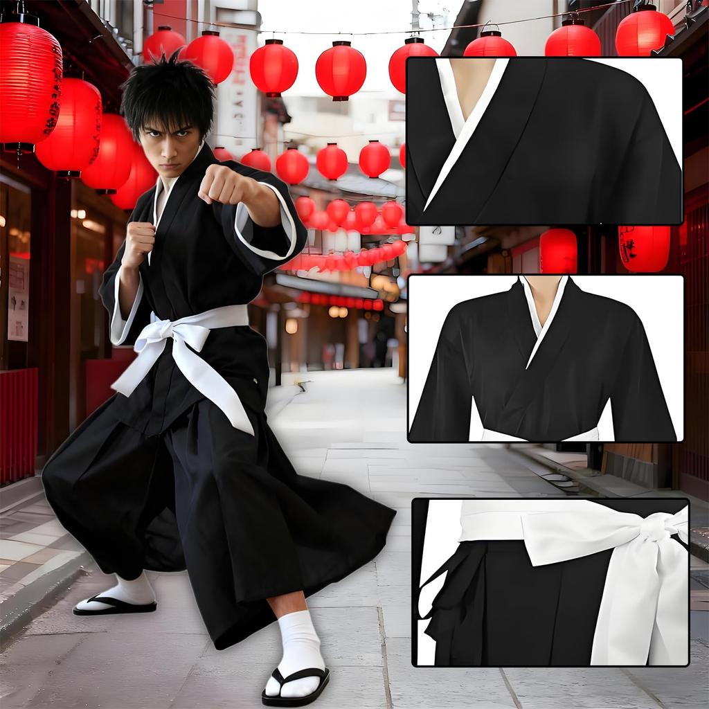 TUAHOUS BLEACH Kuchiki Rukia Cosplay Costume, Kendo Outfit, Halloween, School Festival, Event, Disguise (Size M)